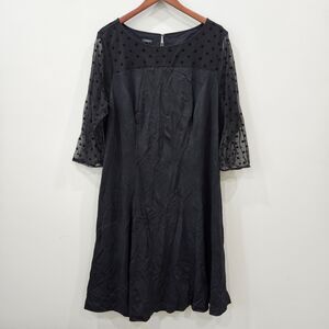 Talbots Womens Romantic Goth A line Dress Plus Size 16W Black Whimsy Dark Fairy